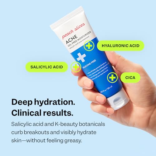 Peach Slices Oil-Free Moisturizer with 2% Salicylic Acid & Hyaluronic Acid - 2.82 oz with Niacinamide, Cica - Vegan, Cruelty Free Korean Skincare