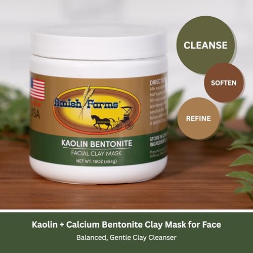 Amish Farms Kaolin Clay Mask for Face ? Gentle Facial Clay Mud Mask with All Natural Kaolin & Calcium Bentonite | Face & Body | 16 oz | Made in USA
