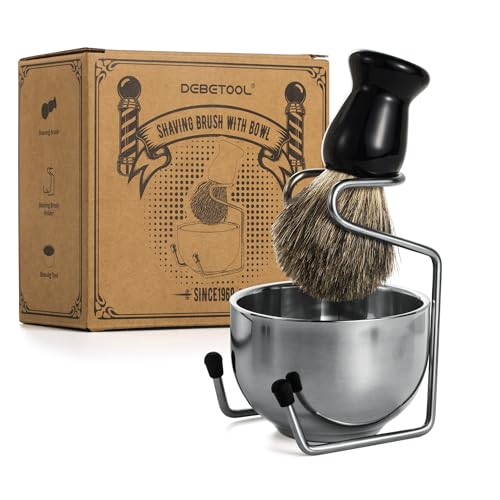Shaving Brush Set for Men ? Pure Badger Hair Shaving Brush and Bowl, Exfoliating Shaving Cream Brush Gifts for Fathers Day