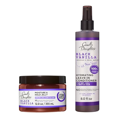 Carol's Daughter Black Vanilla Moisture Sulfate Free Shampoo, Moisture & Hold Jelly Hair Gel, Hair Style Kit, 2 Products