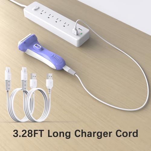 2 Pack USB Charger Cord for Remington Electric Shaver for Women, for Remington WDF5030A, WDF4816NA, WDF4821US, WDF4825 Trimmer Replacement Charging Cable, Power Cord White