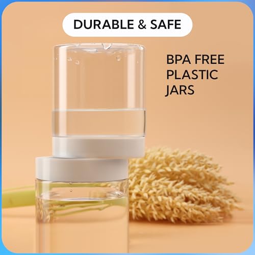 Plastic Jars with Lids - 8 OZ Small Plastic Containers - 12 Pack - Travel Cosmetic Containers for Creams - Leak Proof Clear Jar with White Lid