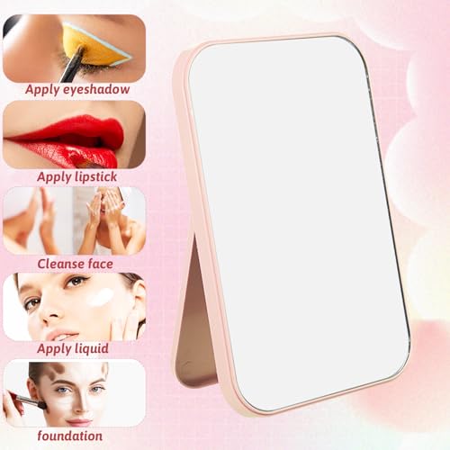 12Pcs Desktop Makeup Mirror 7.87inch Small Vanity Mirror with Stand, 90¡ÆAdjustable Portable Foldable Makeup Mirrors for Vanity Table, Office, Travel(4 Color)