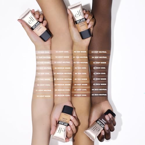 e.l.f. Soft Glam Foundation, Medium Coverage, Long-Lasting & Buildable Foundation For A Smooth, Satin Finish, Vegan & Cruelty-Free, 22 Light Warm