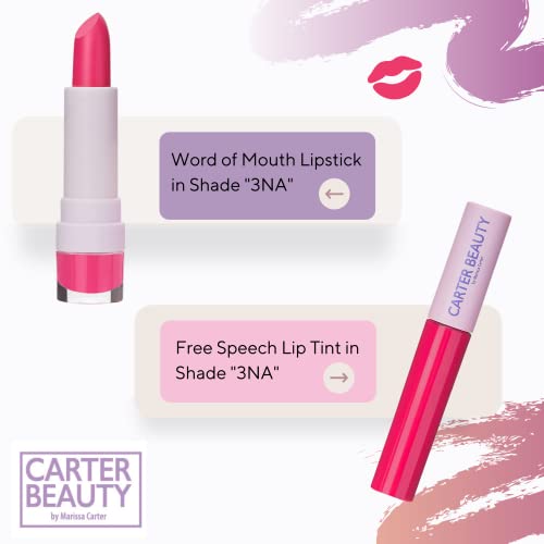Carter Beauty By Marissa Carter Word Of Mouth Lipstick - Intense Color With A Smooth Matte Finish - Can Be Used With Free Speech Lip Tint For A Glossy Look - Bey - 0.16 Oz