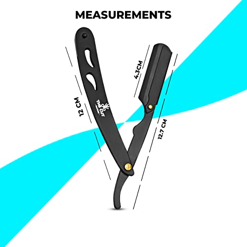 The Cut Factory¢ç Straight Razor for Men Professional Barber Straight Edge Razor for Comfortable Smooth Shave. Gift Box Leather Pouch 20 Single Edge Blades. Our Blades Never Fall