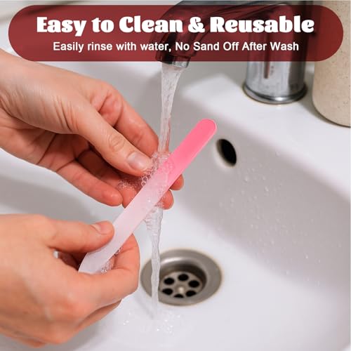 24Pcs Glass Nail File with Case, Double Sided Finger Nail Files Crystal Professional Fingernail Files Set Manicure Women Care for Natural, Pedicure, Artificial, Fake Nails