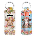 FREEBLOSS Chapstick Holder Keychain Lip Balm Holder Keychain with Pattern7