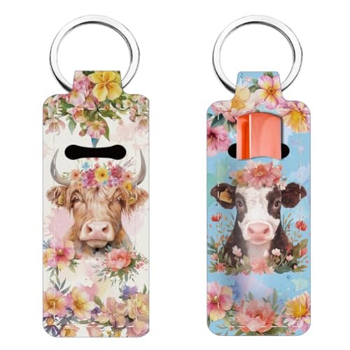 FREEBLOSS Chapstick Holder Keychain Lip Balm Holder Keychain with Pattern7