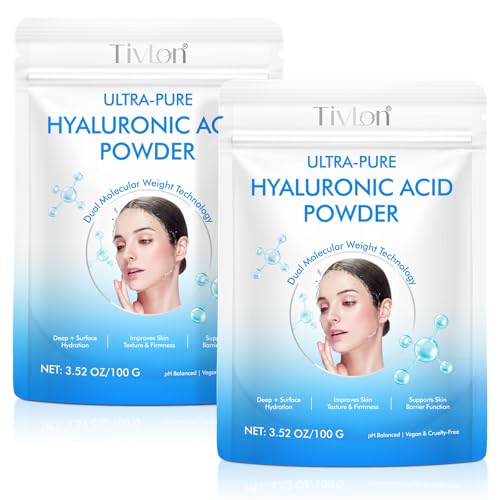 2 Pack 2-in-1 Hyaluronic Acid Powder ? High Molecular Weight for Moisture + Low Molecular Weight for Hydration, Cosmetic-Grade DIY Skincare Ingredient for Serums, Masks & Lotions, 7.6oz