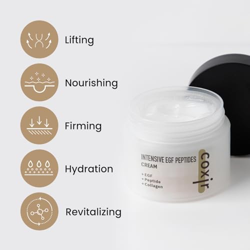 coxir INTENSIVE EGF PEPTIDES CREAM l Day&Night Firming Cream l EGF(Epidermal Growth Factor), Peptides, Niacinamide, Panthenol, Collagen l Korean Skincare [50ml/1.69fl.oz] (Pack of 2)
