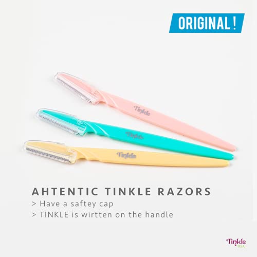Tinkle Dermaplaning Tool 9ct, Dermaplane Razor for Women, Safe and Easy Peach Fuzz Remover, Eyebrow Trimmer with Protective Cover (3 Packs of 3), Stocking Stuffers