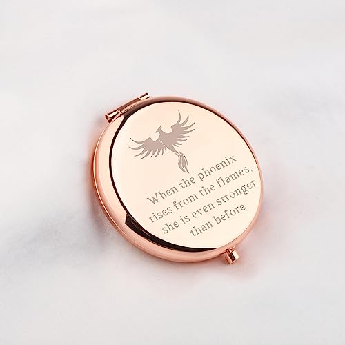 WUSUANED Inspirational Quote Gift Phoenix Rising Makeup Mirror When The Phoenix Rises from The Flames Phoenix Lover Gifts (Phoenix Rising Makeup Mirror)