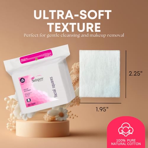 Swisspers Premium Ultra Soft Cleansing Cotton Pads ? 150 Count (Pack of 3) ? Luxuriously Soft Pads for Gentle Skincare and Makeup Removal ? 100% Cotton
