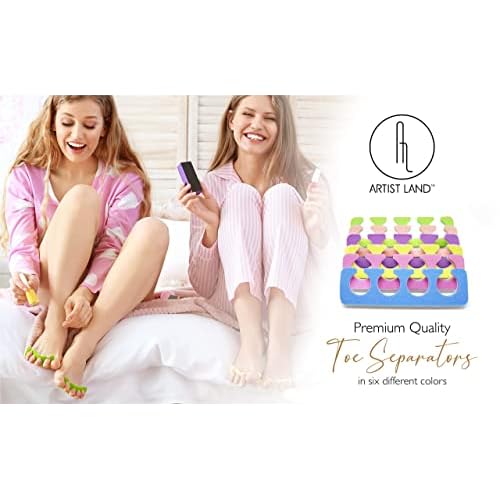 48 Pairs Spa Party Pack of Anti-Slip EVA Pedicure Slippers & Premium Toe separators Two Tone Soft & Durable - Bulk 6 Fun Colors Ideal for At Home Spa Party & Nail Salon