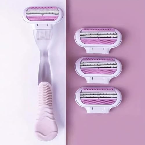 2pcs replacement shaver handle, women's anti slip ergonomic handle, bikini beauty hair removal shaving compatible with shaver (blue and pink)