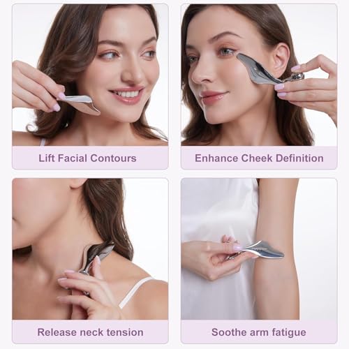 Face Roller Lymphatic Drainage,Face Rollers,Facial Roller,Face Sculpting Tool,Facial Massager? Cooling Metal Face Depuffer, Anti-Puffiness, Prop 65 Tested