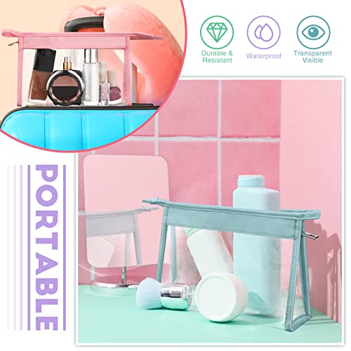 Chunful 10 Pack Clear Makeup Bags Bulk, TSA Approved Toiletry Bag, Clear Cosmetic Toiletries Pouch with Zipper, PVC Waterproof Cosmetic Pouch for Women and Men