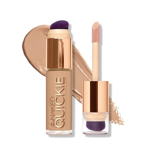 Urban Decay Quickie 24HR Full Coverage Waterproof Concealer, Natural Matte Finish, Hydrating Vitamin E, Dual-ended Buffing Brush & Multi-use Applicator, Noncomedogenic, Vegan, Cruelty-free - 0.5 fl oz