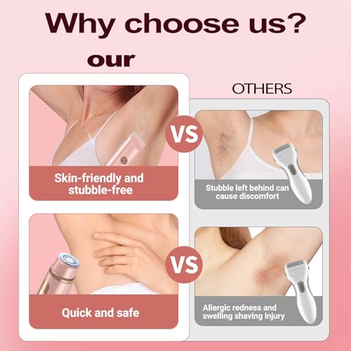 Bikini Trimmer for Women Electric Razors for Women Women's Electric Razor 2 in 1 Shaver Pubic Hair Trimmer Ipx7 Waterproof Wet Dry Use Bikini Shaver for Ladies Pubic, Legs, Face, Underarms (Pink)