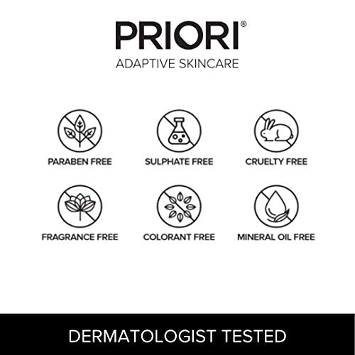 PRIORI Skincare Active Facial Cleanser with CoQ10 for Deep Cleansing Pore Refining Hydrating Antioxidant Face Wash with Lactic and Salicylic Acid Fragrance Free 6 fl oz