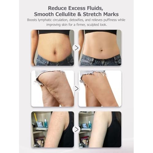 Lymphatic Drainage Massager & Anti Cellulite Massage Tool, Helps Reduce Stretch Marks & Cellulite, for Legs, Arms & Belly, Body Sculpting Machine with Microcurrent, Light, Heat & Vibration