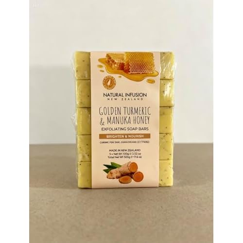 Natural Infusion Golden Turmeric & Manuka Honey Exfoliating Soap Bars, 5 Pack, 17.6 oz.