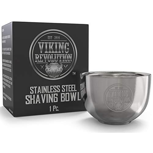 Viking Revolution Stainless Steel Shaving Soap Bowl- Shaving Mug for Shave Cream & Soap- Double Layer, Unbreakable Shaving Cup for Wet Shave 3.2" x 2.2"