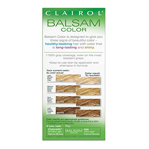 Clairol Balsam Permanent Hair Dye, 599 Ultra Light Natural Blonde Hair Color, Pack of 3