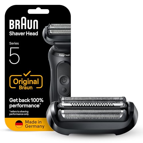 Braun Series 5 Electric Shaver Replacement Head, Easily Attach Your Shaver Head for a Shave as efficient as Day one, Compatible with New Generation Series 5 Shavers, 54B, Black