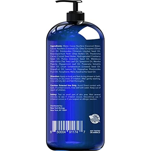 New York Biology Tea Tree Body Wash with Tea Tree Mint Body Wash for Men and Women - Helps Jock Itch & Itchy Skin, Nail Fungus, Athletes Foot, Eczema & Body Odor, Ringworms ? 16 Fl Oz