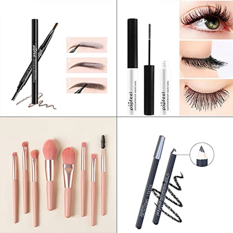 Pure Vie All-in-One Holiday Gift Makeup Set Cosmetic Essential Starter Bundle Include Eyeshadow Palette Lipstick Concealer Blush Mascara Foundation Face Powder - Makeup Kit for Women Full Kit