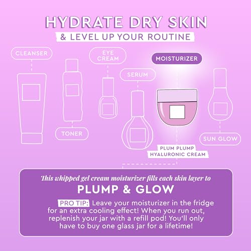 Glow Recipe Plum Plump Hyaluronic Acid Face Cream (50 ml) + Mini Travel Size (20 ml) - Daily Hydrating Skin Moisturizer to Plump, Balance, and Brighten Skin - Vegan Whipped Gel for a Daily, Dewy Glow