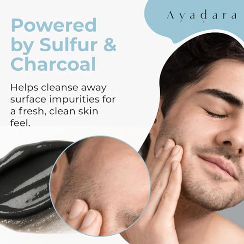 Severe Acne Charcoal Face Wash, 8 oz, Daily Cleanser with Sulfur and Honey, Face Cleanser for Acne, Deep Cleansing Charcoal Face Wash for Women and Men, 425+ Uses