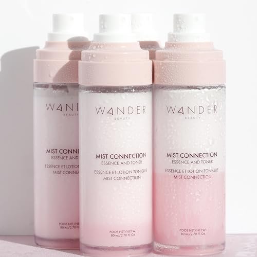 Wander Beauty Mist Connection Essence and Toner - 8-in-1 pH Balancing & Hydrating Facial Mist - Glowy Skin Care with Niacinamide, Hyaluronic Acid, Evening Primrose & Avocado - Alcohol-Free - 2.7 fl oz