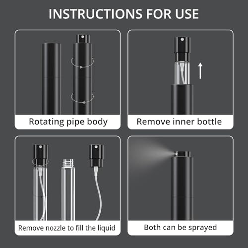 Small Spray Bottle 1oz, Travel Spray Bottles TSA Approved, 30ml Portable Mini Spray Bottle, Fine Mist Spray Bottles for Face£¬Toiletries Suitable for Women Men to Carry While Traveling (Black+White)