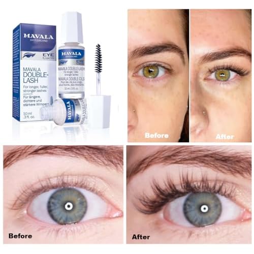 Mavala Double Lash Nutritive Eyelash Serum for the Appearance of Longer Lashes, Natural Looking, Denser Lashes + Eyebrows, 0.3 Ounce Bottle (1 Pack)