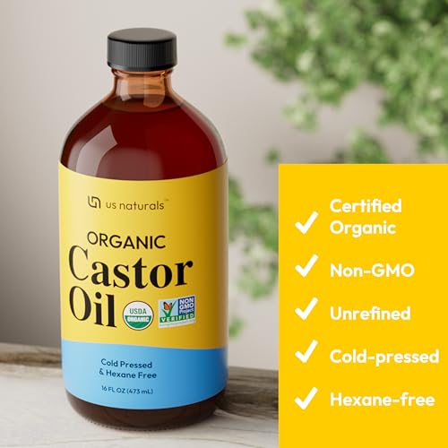 16oz Organic Castor Oil ? Glass Bottle ? USDA Certified Organic & Non-GMO ? 100% Pure, Cold-pressed, Unrefined, Hexane-free ? Premium Glow-Boosting Oil for Skin, Hair, Lashes, Nails & More