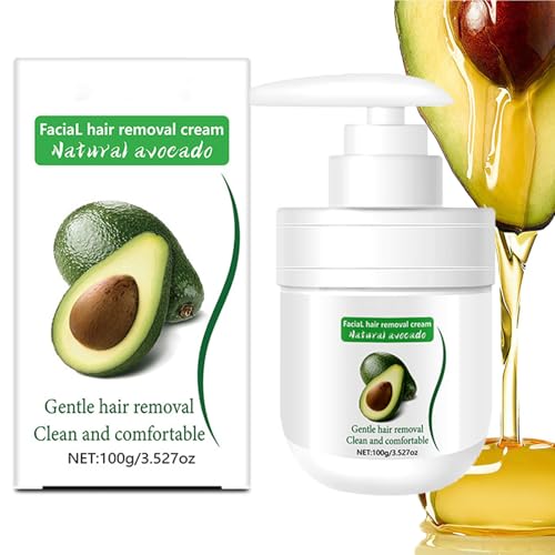 Facial Depilatory Cream, Avocado Facial Hair Removal Cream for Women for Upper Lip and Chin, Moisturizing Facial Hair Remover for Body Sensitive Skin, Gentle and Non-irritating 3.52 FL.OZ