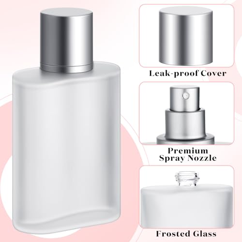 Tessco for you 12 Pcs 50ml / 1.7 Ounces Frosted Glass Bottle Perfume Atomizer Refillable Spray Empty Perfume Dispenser Fine Mist Atomizer Cosmetic Container for Travel Men Women(Silver Gray)