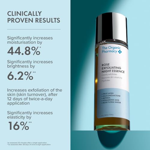 The Organic Pharmacy Rose Exfoliating Night Essence, Retinol and Hyaluronic Acid Formula, All Skin Types