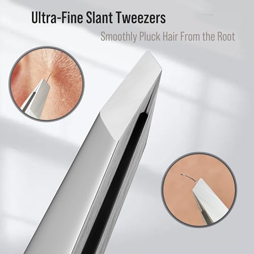 DUROX Precision Tweezers for Eyebrows ? Slant Eyebrow Tweezers for Women and Men, Made of Stainless Steel with Fine Slant Tips for Eyebrow and Hair Removal