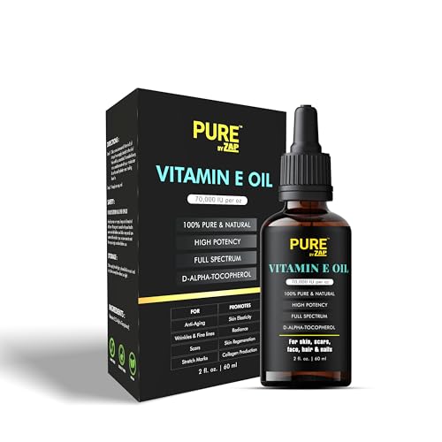 Vitamin E Oil Drop 2fl Blend 70,000 IU - 100% Organic & Natural Hexane Free, Sweet Almond, Apricot, Jojoba, Argan, Rosehip, Sunflower & Avocado Bath Oil For Scars, Skin, Face & Full Body