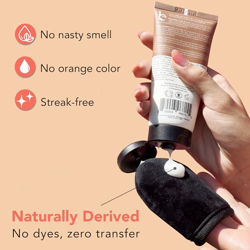 Face Tanner Made with Natural & Organic Ingredients and Kabuki Face Brush for Self Tanner Application