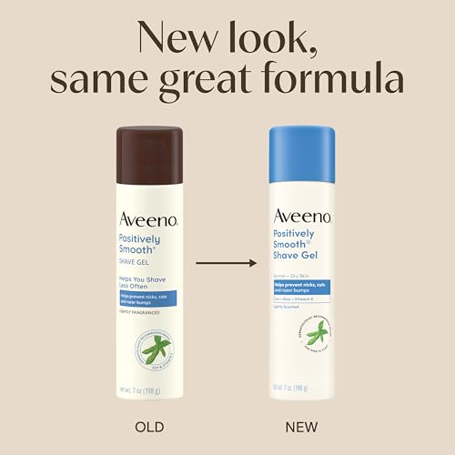 Aveeno Positively Smooth Moisturizing Shave Gel with Soy, Aloe & Vitamin E helps Prevent Nicks, Cuts & Razor Bumps, Creamy Shave Gel for a Close, Smooth Shave, Lightly Fragranced, Twin Pack, 2 x 7 oz