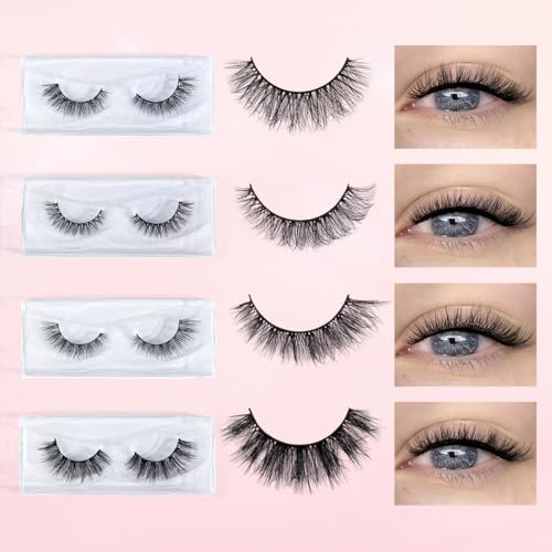 MAGEFY 20 Pairs False Eyelashes,4 Styles Eyelashes 7mm-16mm Lashes Natural Look to Dramatic False Eyelashes with Portable Boxes,Style-2