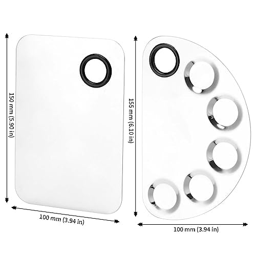JAPCHET 4 Pack Stainless Steel Metal Makeup Mixing Palette, 6¡¿4 Inch Makeup Palette with Spatula Makeup Palette Mixer Tray for Color Mixing and Makeup, Silver