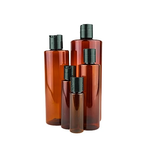 Plastic Amber Bottles (Pack of 12) - 8oz Amber Plastic Bottle with Screw Caps; Used as Reusable Shampoo Bottle, Lotion Bottles, Bottles for Travel and Body Wash Container