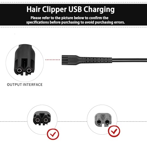 Replacement Charger Cord USB for Wahl Clipper, 2m/6.6FT Charging Cable for Wahl Magic Senior Detailer Legend Cordless Clippers, for Finale & Vanish Shaver #8164/8173/8591/8148/8504/8171/1919