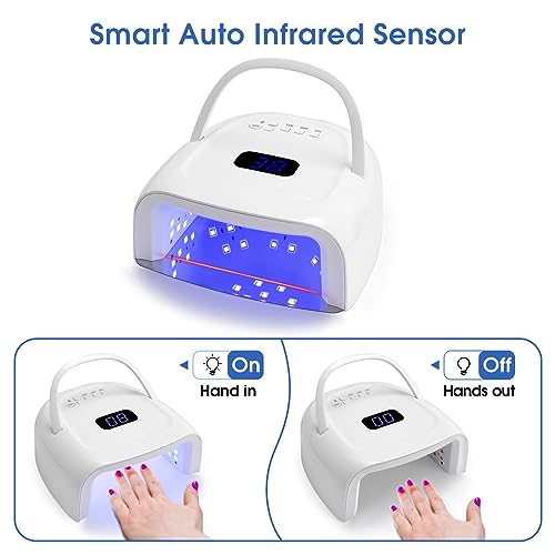 UV LED Nail Lamp, 60W Cordless Nails Lamp Professional LED Nail Light for Gel Nails Nail Dryer with 42 Beads, Perfect for Salon Manicure, Pedicure(White)